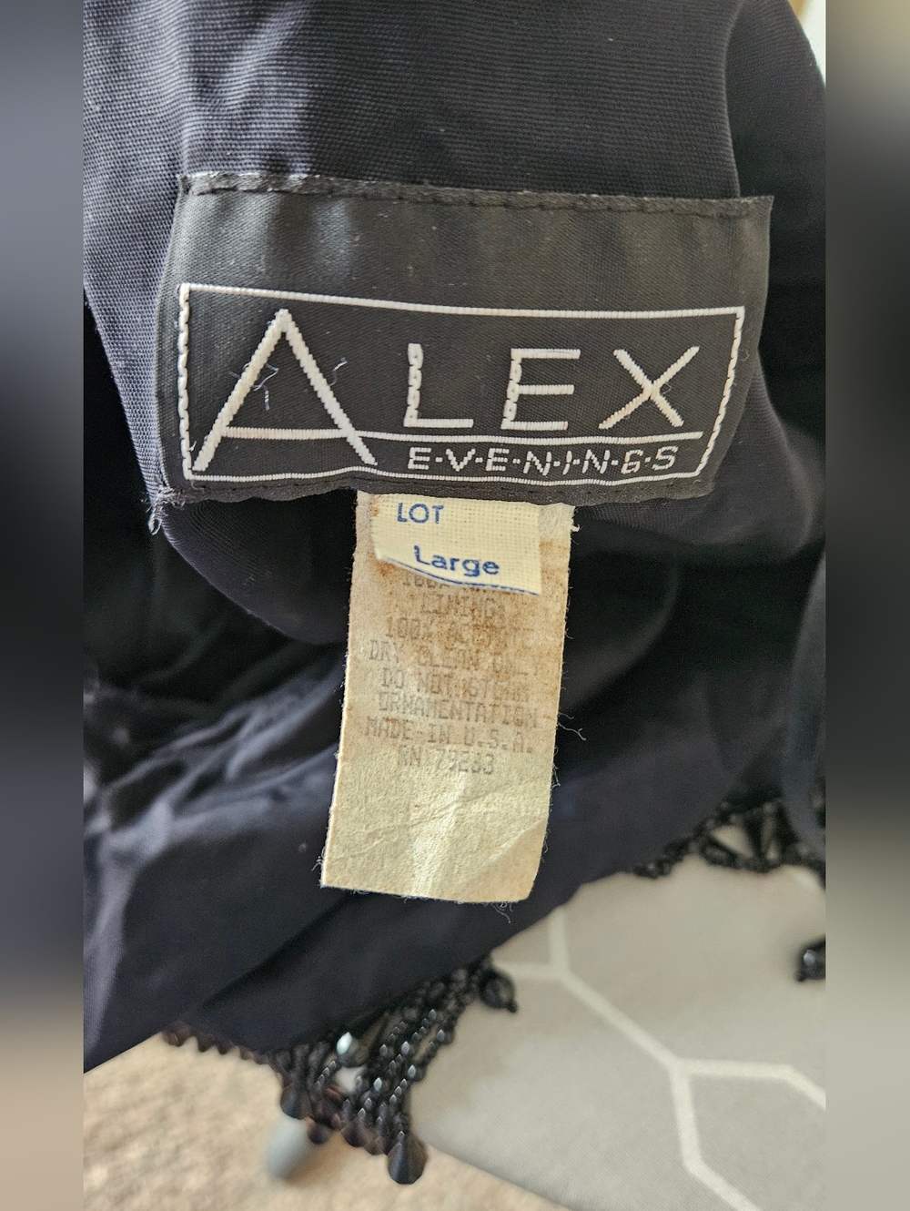 Vintage ALEX EVENINGS Cropped Velvet Jacket Beaded Fringe Retro Glam Size Large - Picture 12 of 13